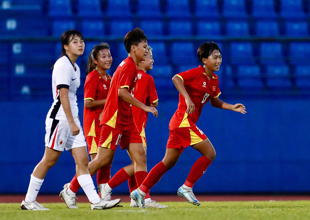 U17 nu Viet Nam bao toan thang loi toi thieu truoc U17 nu Hong Kong (Trung Quoc). Anh: Thanh Vu