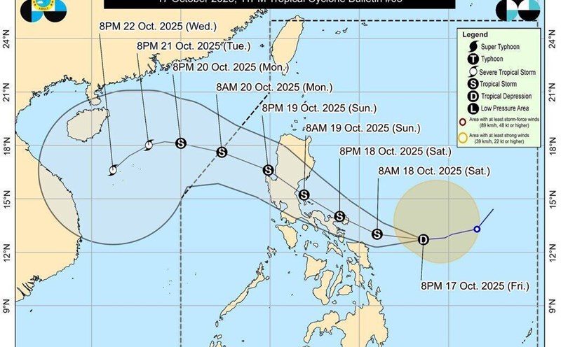 Forecast of the path and area of impact of storm No. 12. Photo: PAGASA