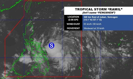 Vị trí tâm bão Ramil - tiền thân bão số 12 - vào 2h sáng 18.10. Ảnh: PAGASA