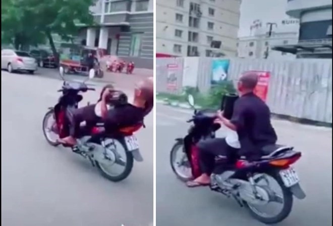 El conductor que ceda ambas manos al conducir sera confiscado la motocicleta segun el Decreto 168. Foto: Proporcionada por la policia