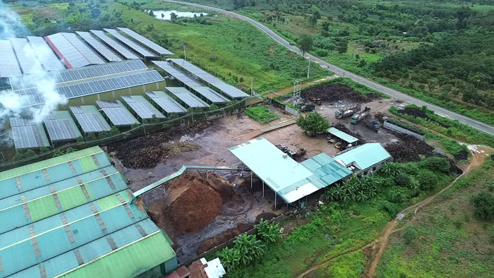 La transformation du bois pour fabriquer des granules d'exportation combinee a l'energie solaire dans la zone frontaliere de Gia Lai. Photo : Thanh Tuan