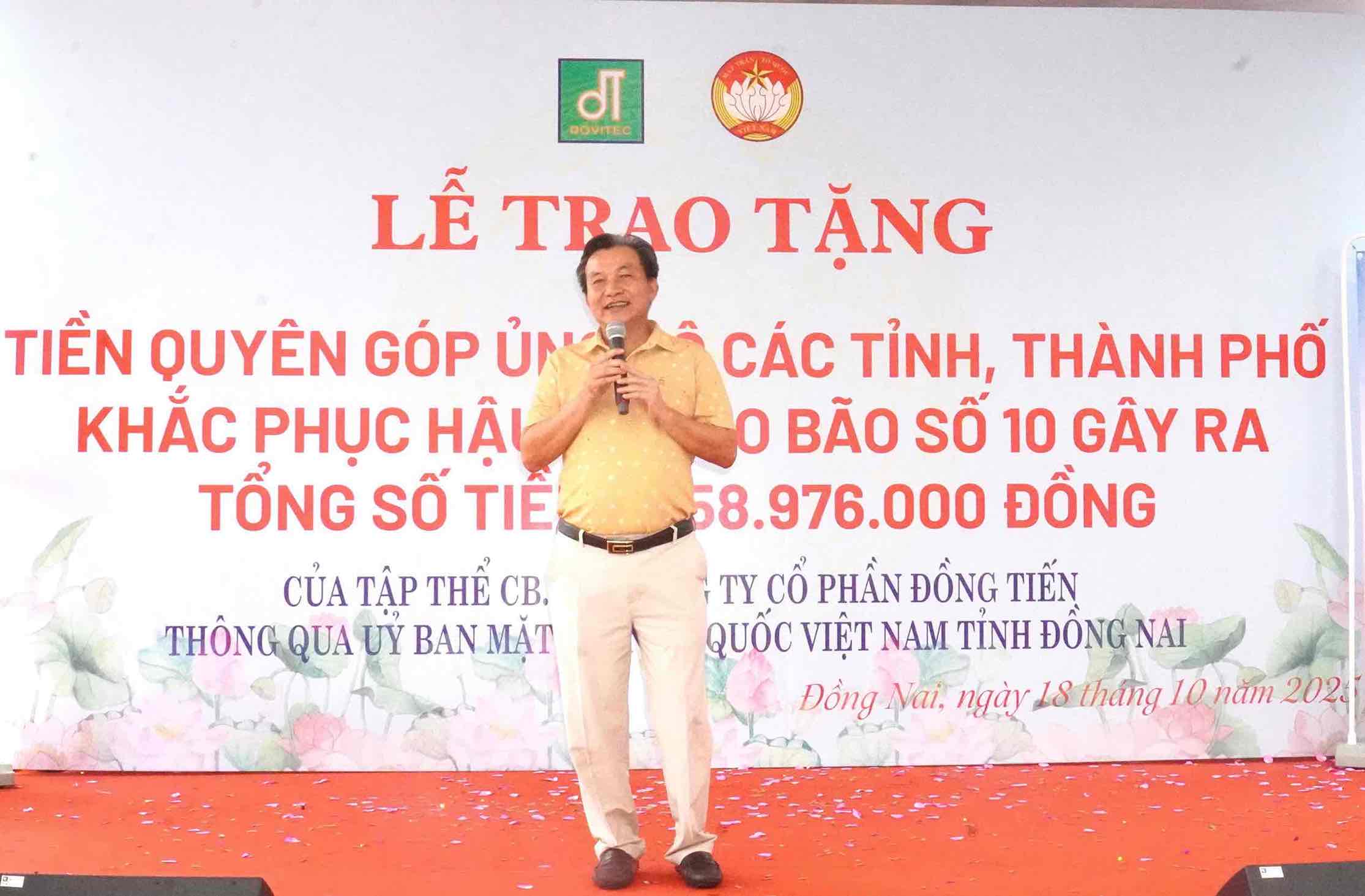 Ong Nguyen Van Hoang - Tong Giam doc Cong ty CP Dong Tien phat bieu tai buoi le. Anh: HAC