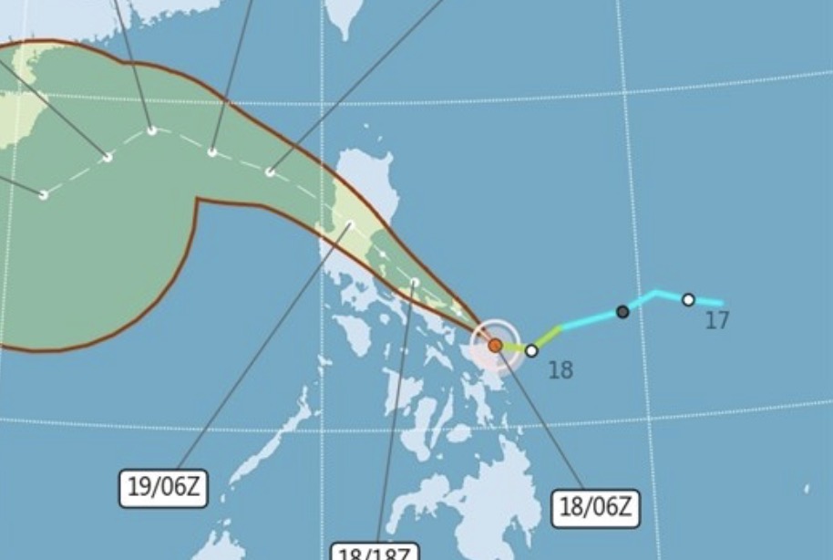 Forecast of the path of storm No. 12 Fengshen in the East Sea. Photo: Taiwan Meteorological Administration (China)