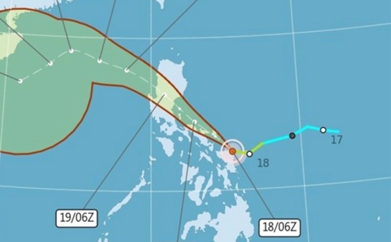 Forecast of the path of storm No. 12 Fengshen in the East Sea. Photo: Taiwan Meteorological Administration (China)