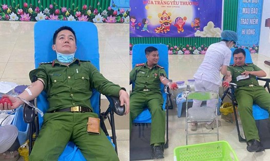 3 cán bộ Công an xã Đức Quang hiến máu cứu người. Ảnh: Công an Hà Tĩnh.