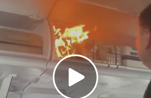 Battery on a plane in China. Photo cut from video of the incident scene