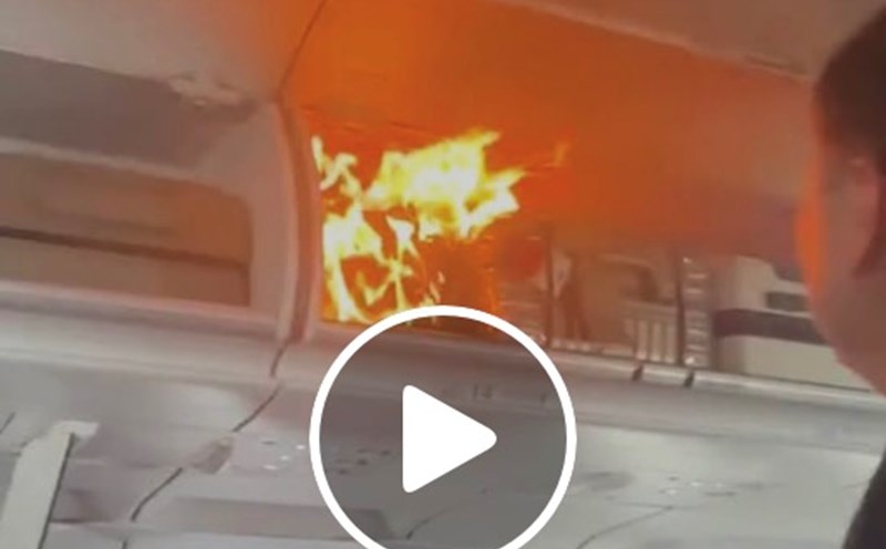 Battery on a plane in China. Photo cut from video of the incident scene