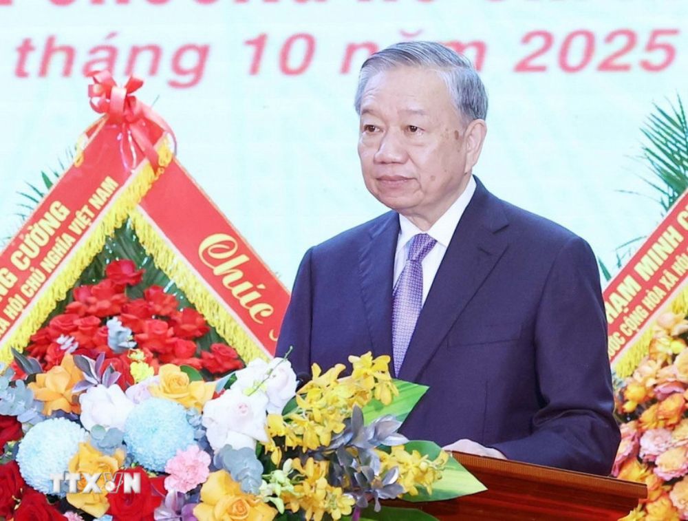 General Secretary To Lam requested the General Department of Defense Intelligence to continue to perform well its role as a strategic intelligence agency of the Party and State; determine policies, strategies and handle situations. Photo: VNA