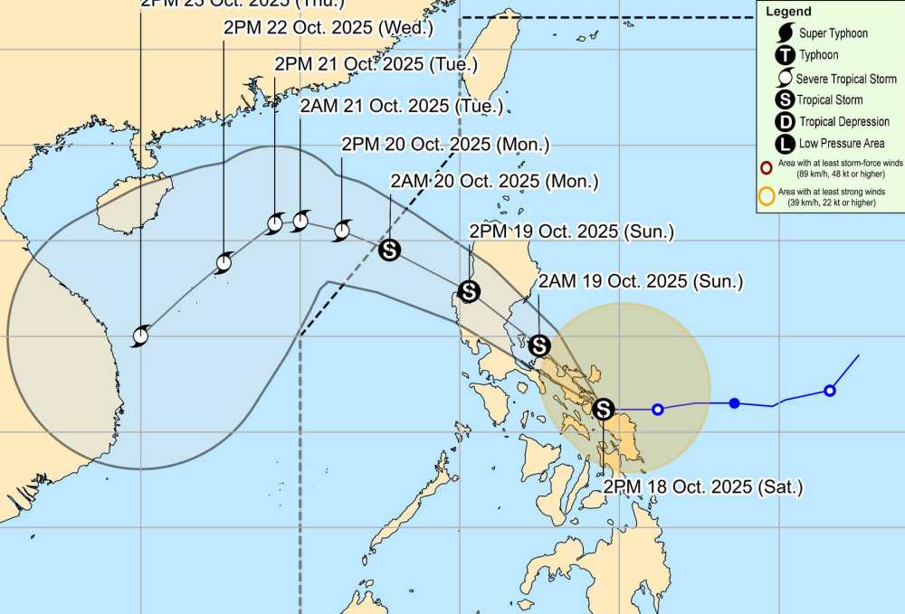 Cap nhat vi tri cua bao so 12 Ramil gan Bien Dong. Anh: PAGASA