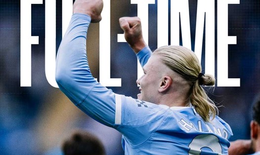 Man City thắng Everton 2-0 nhờ cú đúp của Haaland. Ảnh: Man City