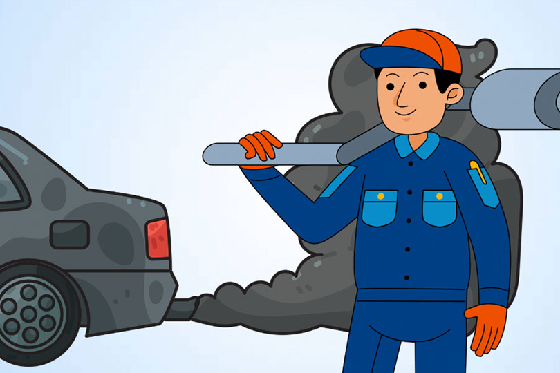 Causas por las que el tubo de escape del coche causa un gran ruido y como solucionarlo. Grafico: Thien Nhan