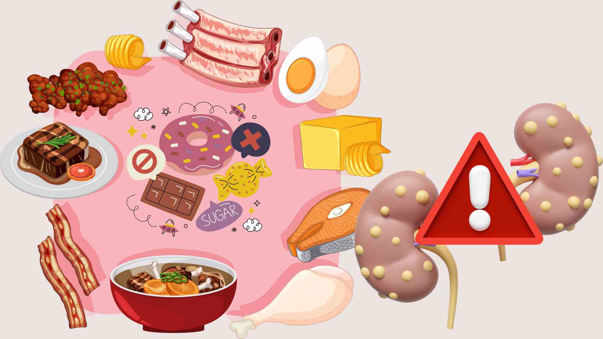 Unhealthy diets can cause kidney stones. Graphics: Ha May