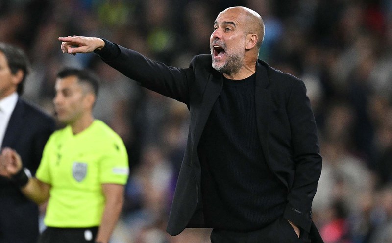 Guardiola han se rat hanh phuc khi so huu Haaland trong doi hinh. Anh: AFP