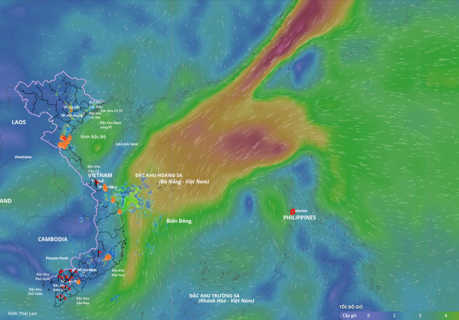 Typhoon Fengshen is likely to enter the East Sea as storm No. 12. Updated location of storm Fengshen at 2:00 p.m. on October 19. Source: Vietnam Disaster Monitoring System