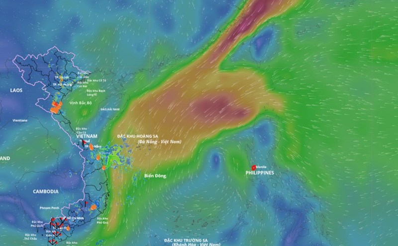 La tormenta Fengshen probablemente entrara pronto en el Mar Oriental convirtiendose en la tormenta numero 12. Actualizacion de la posicion de la tormenta Fengshen a las 14:00 horas del 19 de octubre Fuente: Sistema de Monitoreo de Desastres Naturales de Vietnam