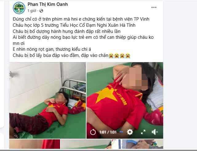 Tai khoan Facebook Phan Thi Kim Oanh dang tai su viec be gai bi hanh hung. Anh: Tran Tuan.