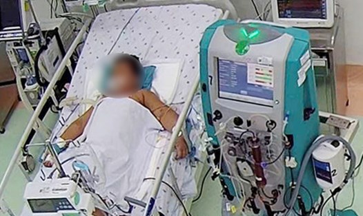 Bệnh nhi bị sốc sốt xuất huyết Dengue nặng kèm hội chứng thực bào máu. Ảnh: Bác sĩ cung cấp