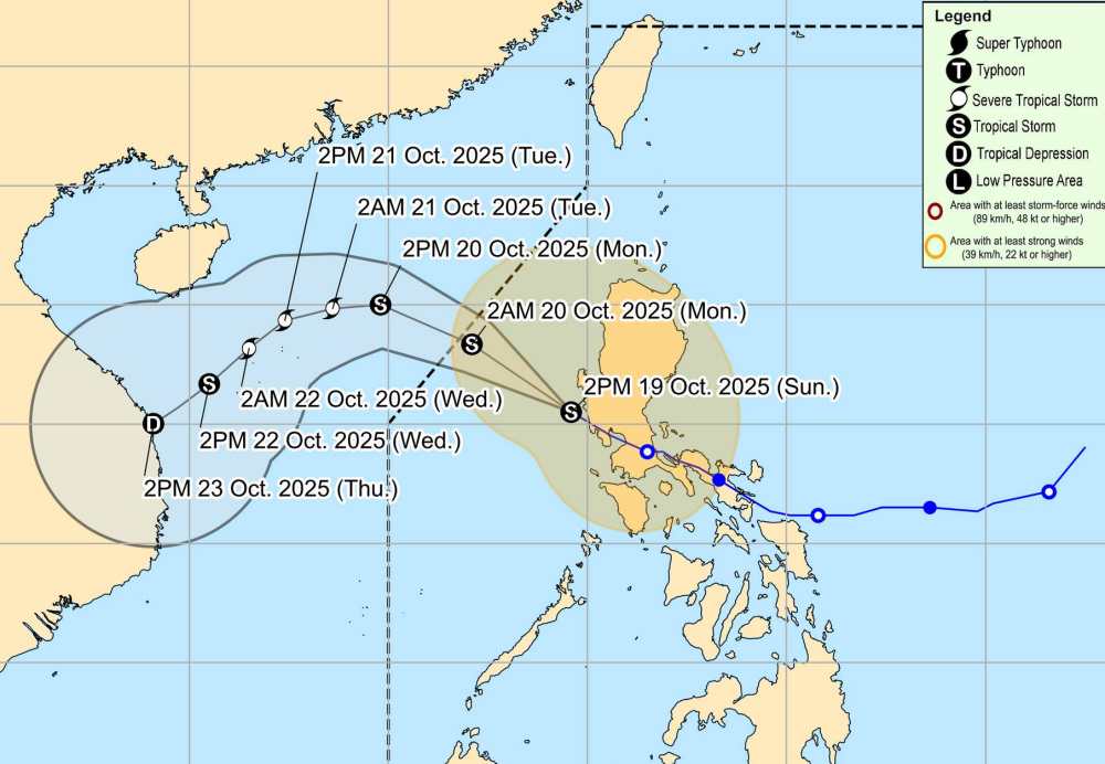 Cap nhat huong di cua bao Fengshen tren bien. Anh: PAGASA