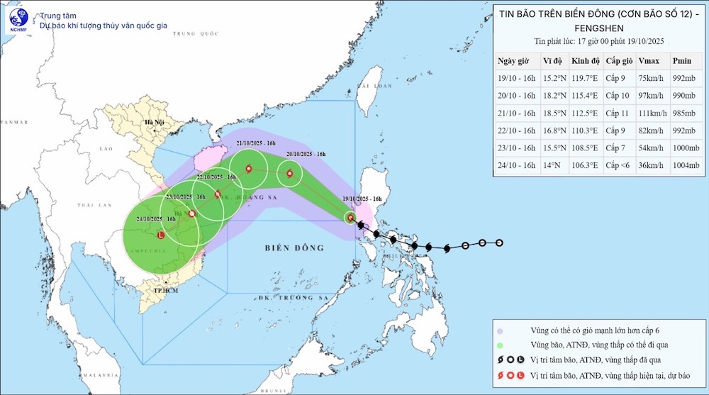 La tormenta numero 12 Fengshen cambiara de direccion en el Mar Oriental debido al impacto del aire frio. Foto: NCHMF