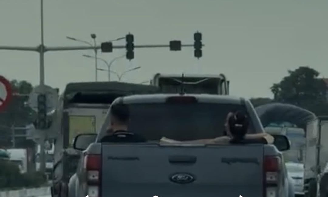 Image of a truck violating traffic on National Highway 5, passing through Mao Dien Commune, Hai Phong City. Photo: Cut from clip