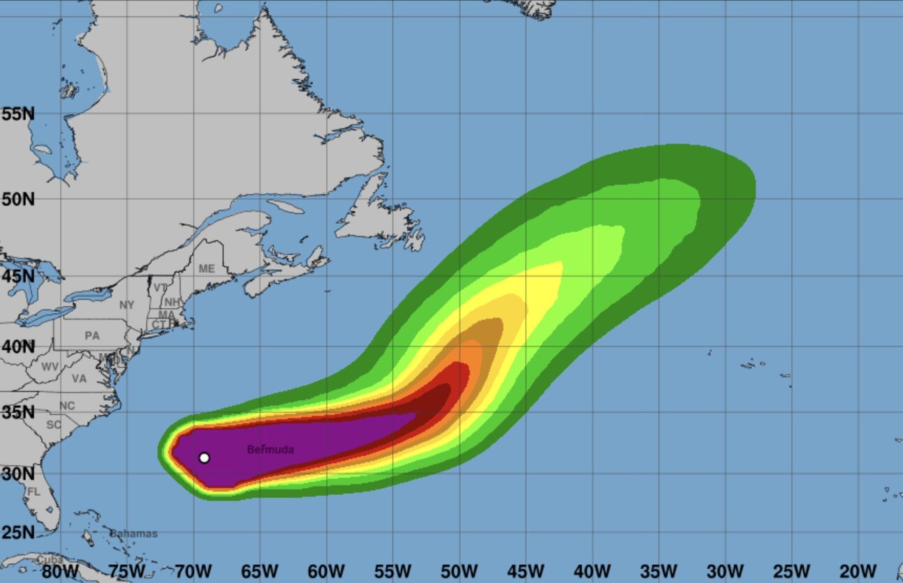 The hardest hit area for Imelda is Bermuda. Photo: NOAA
