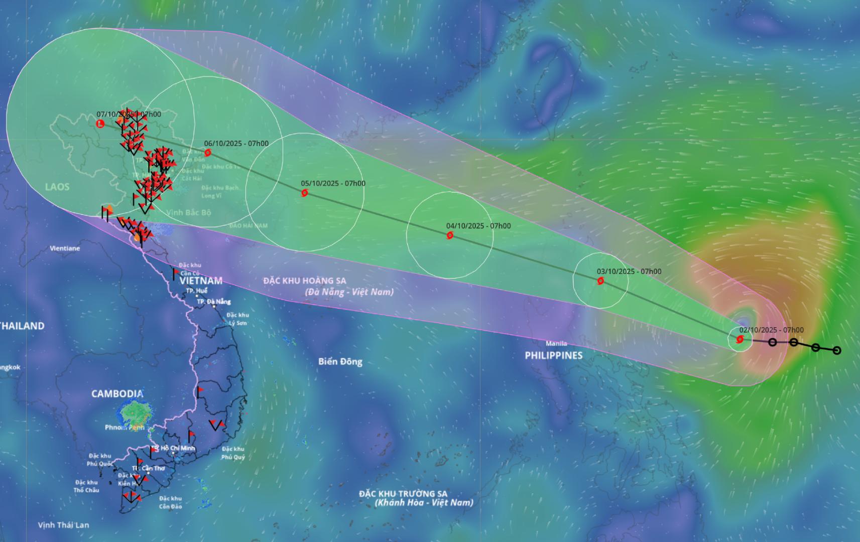 Updated location and path of storm Matmo at 8:00 a.m. on October 2. Source: Vietnam Disaster Monitoring System