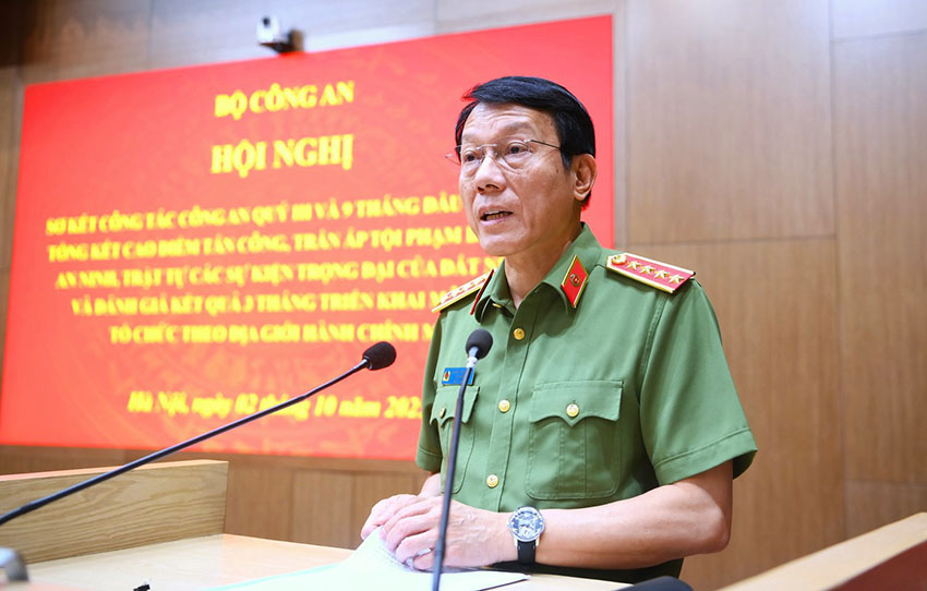 The Minister of Public Security mentioned the successful organization of the 8th Central Public Security Party Congress at the conference. Photo: Phan Anh