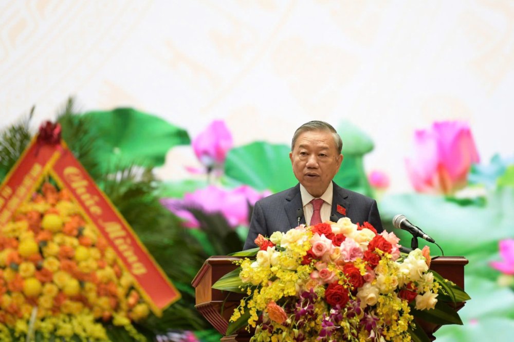General Secretary To Lam - Secretary of the Central Military Commission - spoke at the Congress. Photo: Ai Van