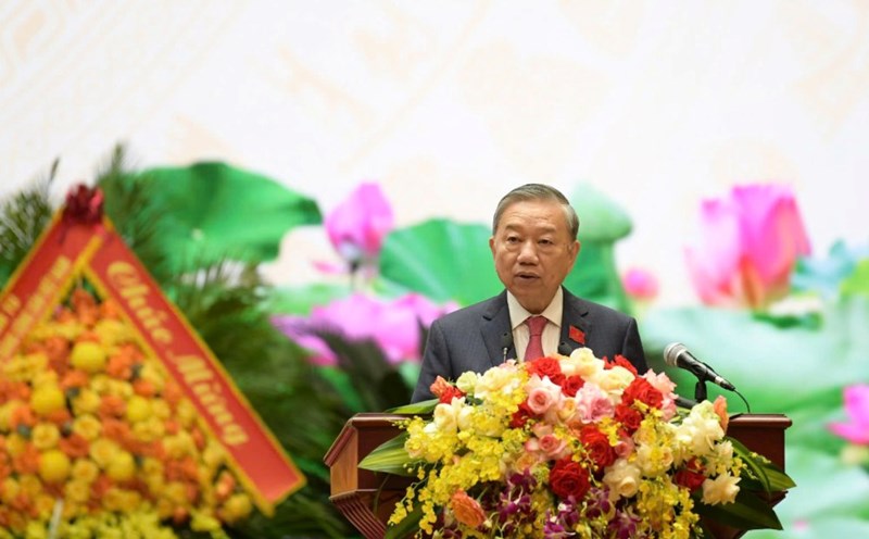 General Secretary To Lam - Secretary of the Central Military Commission - spoke at the Congress. Photo: Ai Van