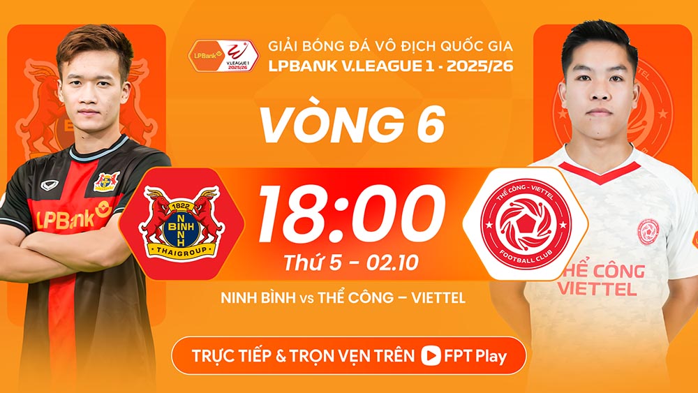 Le match entre Ninh Binh vs Viettel au Round 6 V.League 2025-2026 a eu lieu a 18h00 ce soir (2.10). Photo: FPT Play