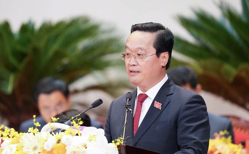 Mr. Nguyen Duc Trung - Secretary of the Nghe An Provincial Party Committee, term XIX, continued to be re-elected as Secretary of the Nghe An Provincial Party Committee, term XX. Photo: Thanh Cuong