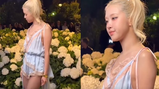 Rose bi che trong lan xuat hien voi trang phuc do ngu. Anh: Cat tu video. 