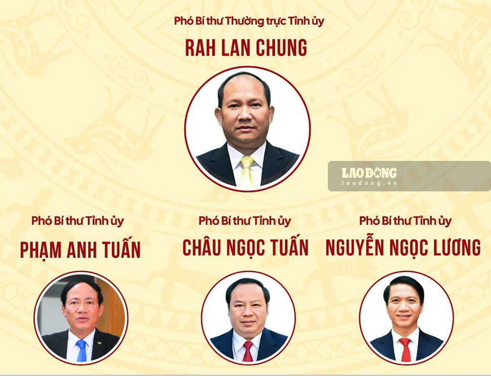 Cac Pho Bi thu Tinh uy Gia Lai nhiem ky 2025-2030. Do hoa: Hoai Phuong