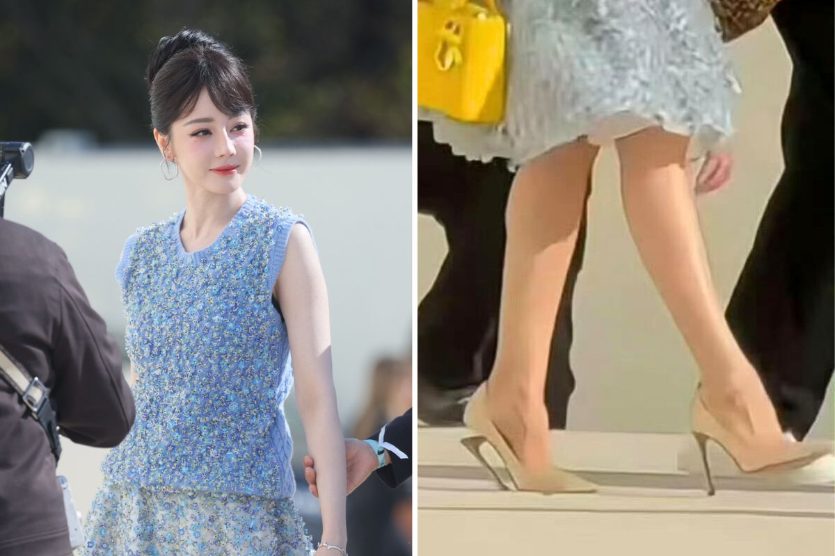 Dilraba Dilmurat had a broken heels incident at the Dior show. Photo: cut from video