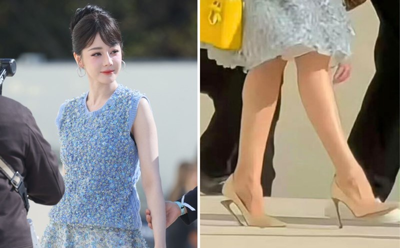 Dilraba Dilmurat had a broken heels incident at the Dior show. Photo: cut from video
