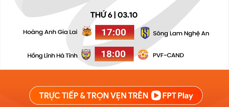 Lich thi dau cac tran vong 6 V.League ngay 3.10.