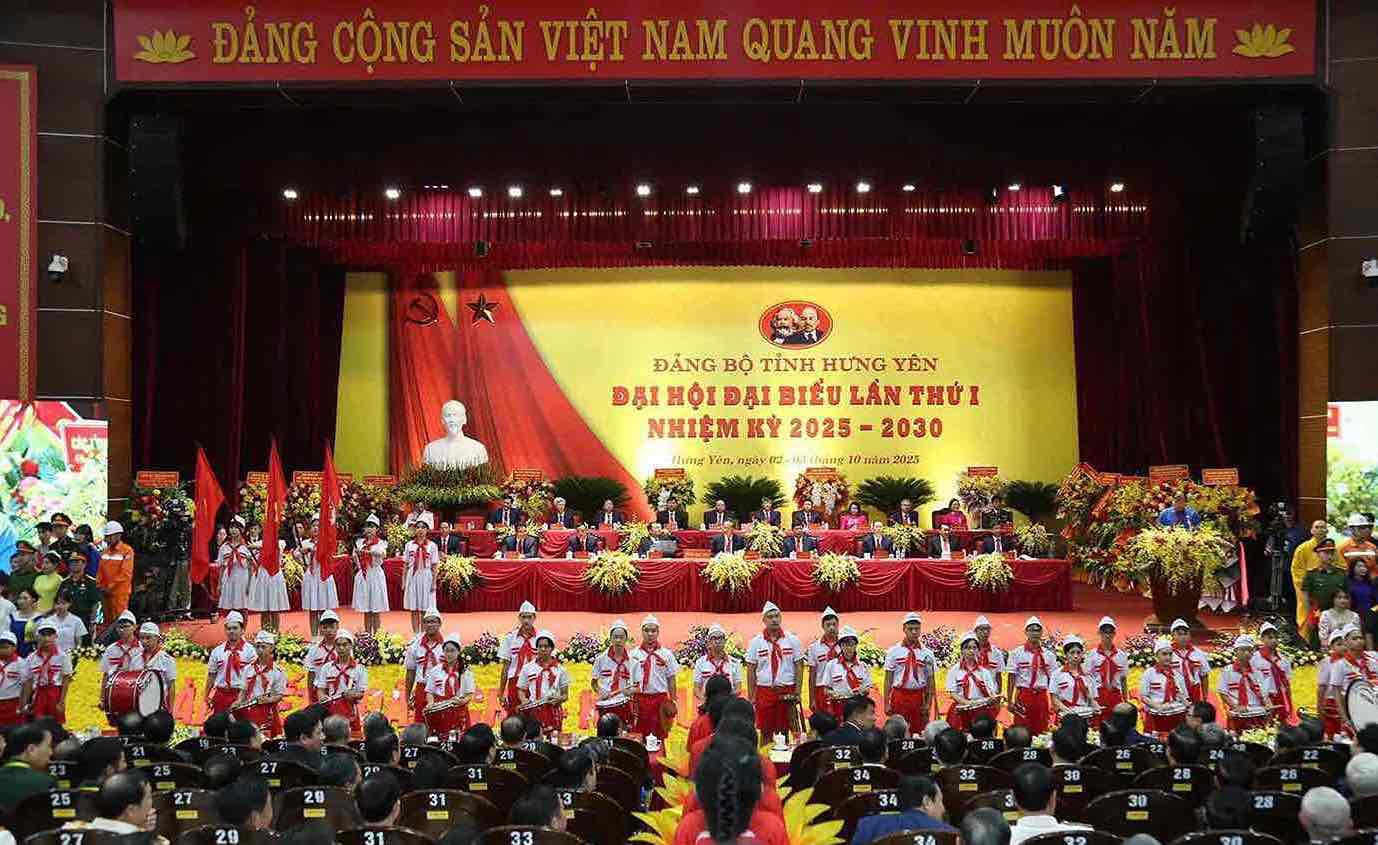 The first Congress of the Hung Yen Provincial Party Committee, term 2025-2030, opened on the morning of October 3. Photo: Congress Press Center