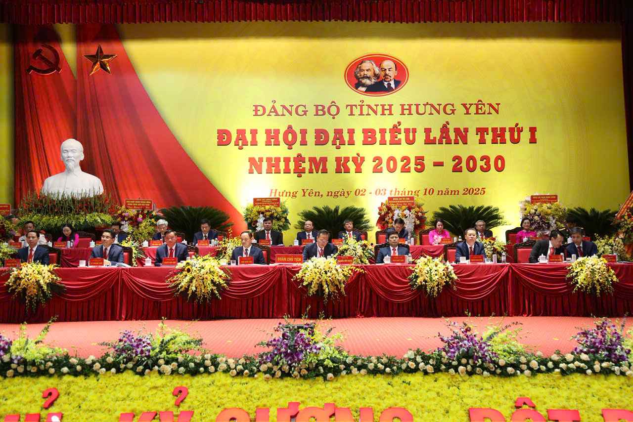 Quang canh Dai hoi dai bieu Dang bo tinh Hung Yen lan thu I, nhiem ky 2025 – 2030. Anh: Trung tam bao chi dai hoi