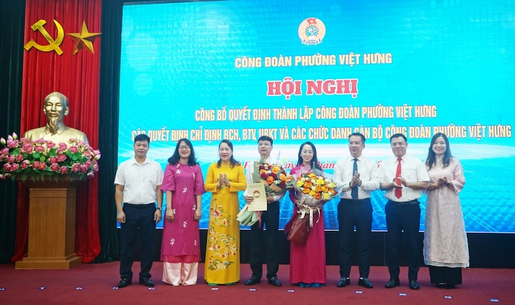 Công đoàn phường Việt Hưng là đơn vị tổ chức Đại hội điểm khối Công đoàn xã phường sau khi được công bố thành lập vào ngày 27.9. Ảnh: Việt Hưng