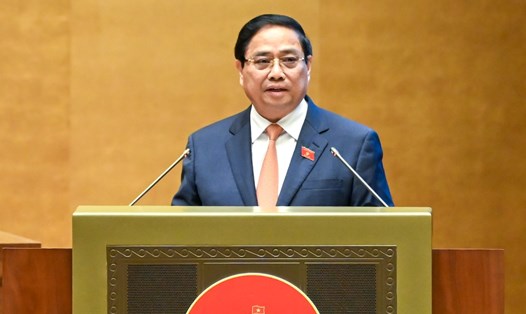 Ủy viên Bộ Chính trị, Thủ tướng Chính phủ Phạm Minh Chính cho biết đã trình Bộ Chính trị cho ý kiến xử lý 5 ngân hàng yếu kém. Ảnh: Phạm Đông