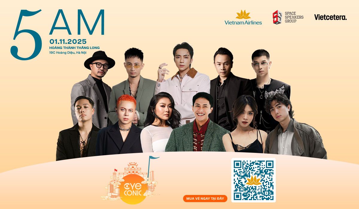 Dan line-up cua 5AM mua 3 da san sang khuay dong bau khong khi Ha Noi vao buoi sang tinh mo. Anh: