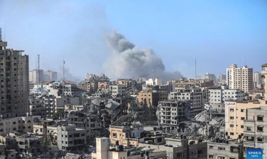 Thành phố Gaza sau khi hứng chịu các cuộc không kích của Israel trong thời gian giao tranh. Ảnh: Xinhua