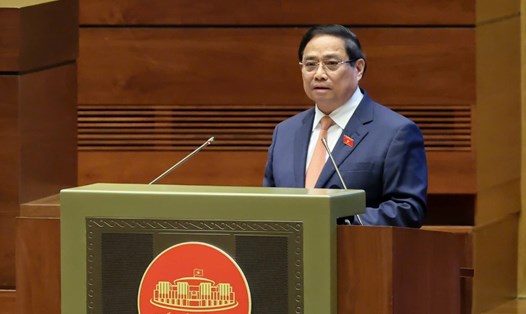 Ủy viên Bộ Chính trị, Thủ tướng Chính phủ Phạm Minh Chính nhấn mạnh cần có cơ chế, chính sách đột phá để khai thác hiệu quả không gian biển, không gian vũ trụ, không gian ngầm. Ảnh: Phạm Đông