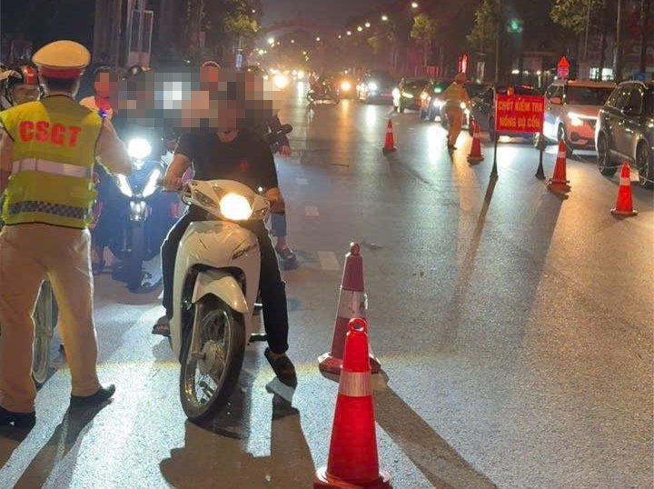 An alcohol concentration checkpoint in Bac Ninh. Photo: Traffic Police Department of Bac Ninh Provincial Police
