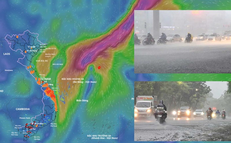 La tormenta numero 12 y el aire frio podrian provocar una lluvia prolongada en el centro-norte. Fuente ubicacion de la tormenta a las 17:00 horas del 20 de octubre: Sistema de Monitoreo de Desastres Naturales de Vietnam