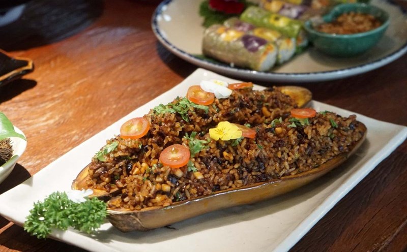 The vegetarian dishes are elaborately prepared, bringing a light and light taste experience. Photo: Thanh Chan
