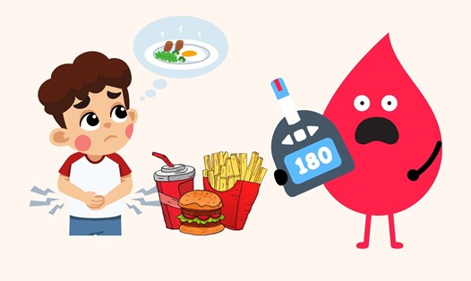 Đường huyết không ổn định khiến người tiểu đường luôn cảm thấy đói. Đồ họa: Linh Đan