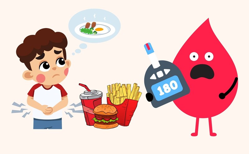 Unstable blood sugar makes people with diabetes always feel hungry. Graphics: Linh Dan