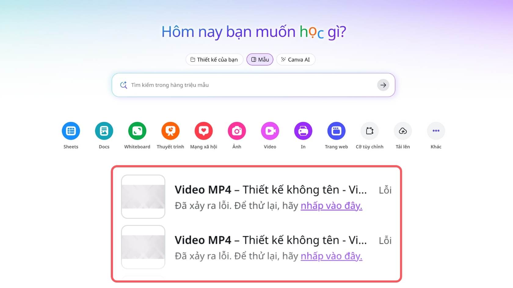 Toi 20.10, Canva da co the truy cap lai nhung mot vai tinh nang van gap loi: Do hoa: Hao Thien