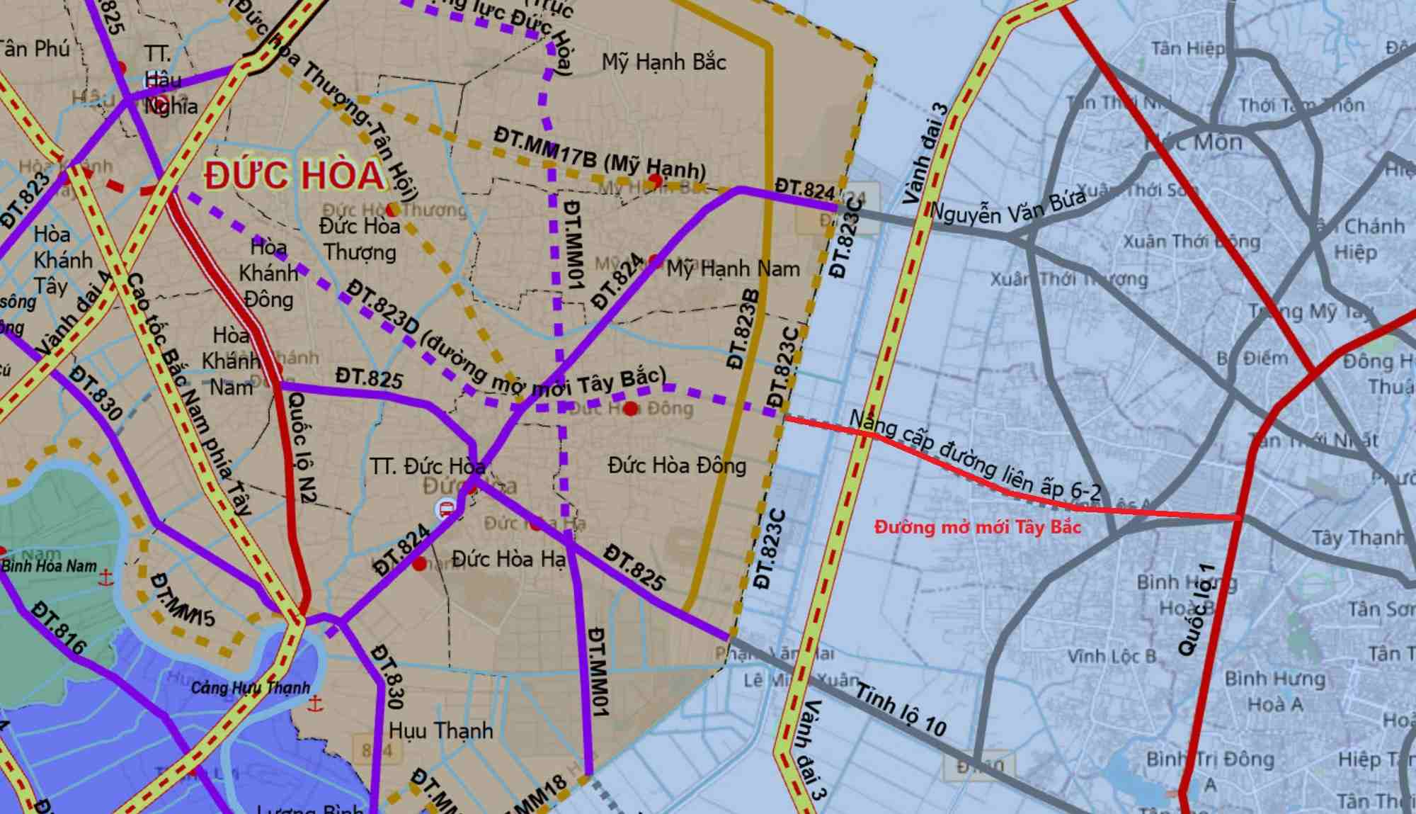 Riktning för den nya nordvästra rutten genom Ho Chi Minh-staden. Foto: Ho Chi Minh-stadens byggnadsdepartement